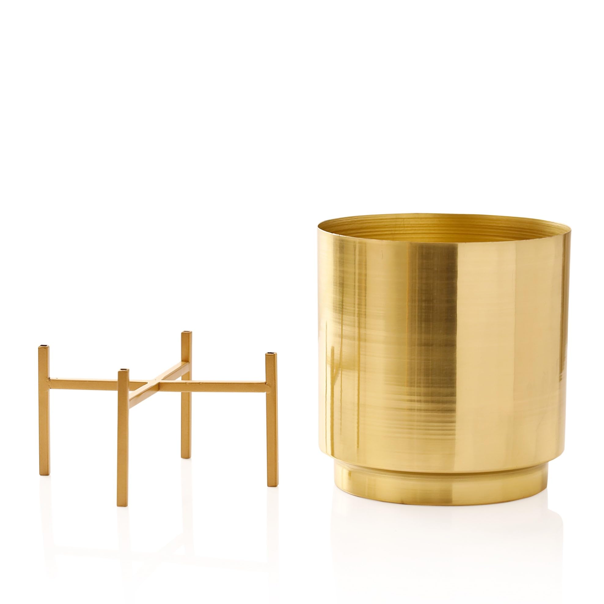 HomeShastra® Ember Gold Metal Planter with Stand | 10 Inch (Height) by 7 Inch (Dia) | Planters for Living Room, Bedroom Dec (Pack of 1) 4