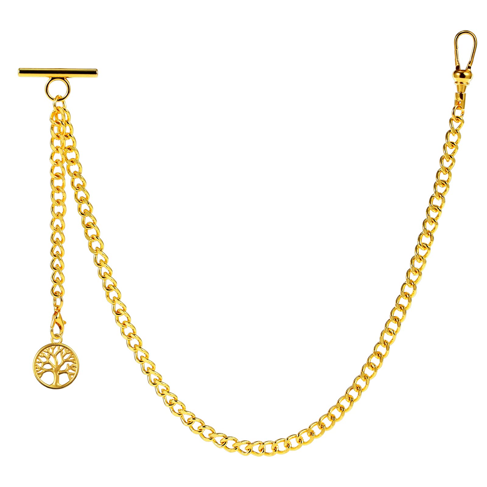 Collana Da Uomo Albert Con Ciondolo Albero Della Vita - Catena Lunga 30cm, T-Bar, Colore Oro