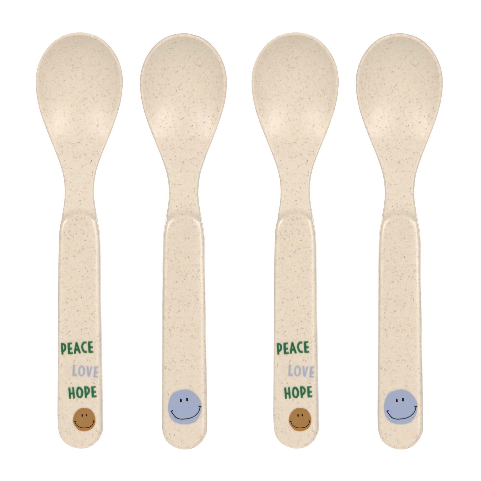 LÄSSIG Children's Spoon Set (4 Pieces) Children's Cutlery Without Melamine, BPA-Free, for Dishwasher and Microwave/Spoon Set Happy Rascals Smile