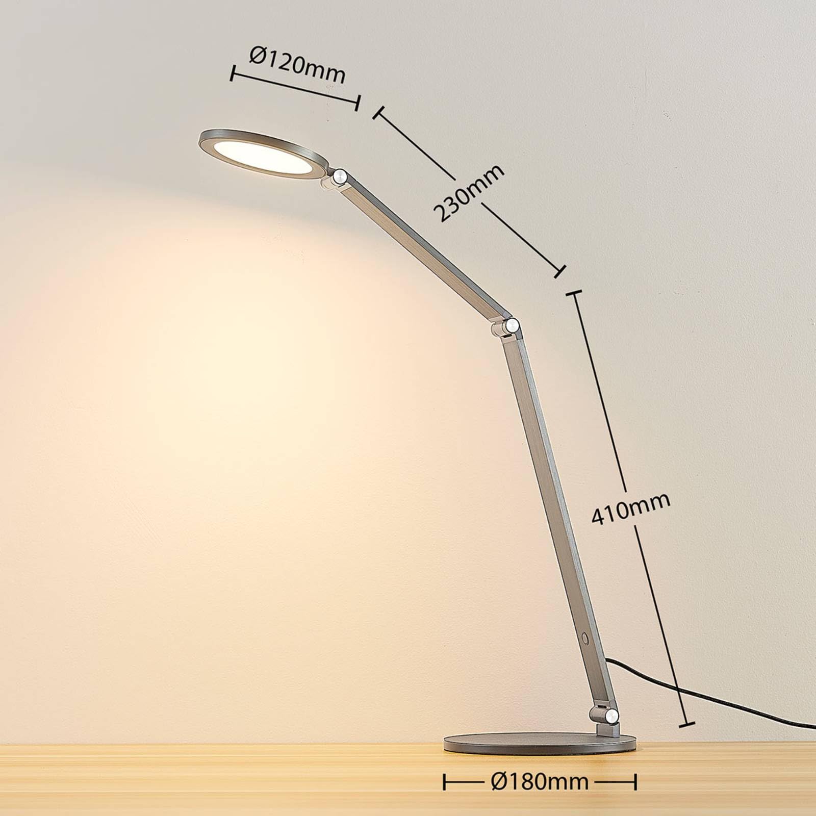 Lucande LED Tischlampe Mion dimmbar (Modern) in Alu aus Aluminium (1 flammig,) - Tischleuchte Schreibtischlampe Nachttischlampe Arbeitszimmerleuchte
