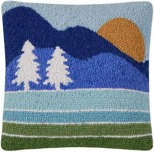 Peking Handicraft Lake Scene Poly Filler Hook Pillow, 12-Inch, Multicolor