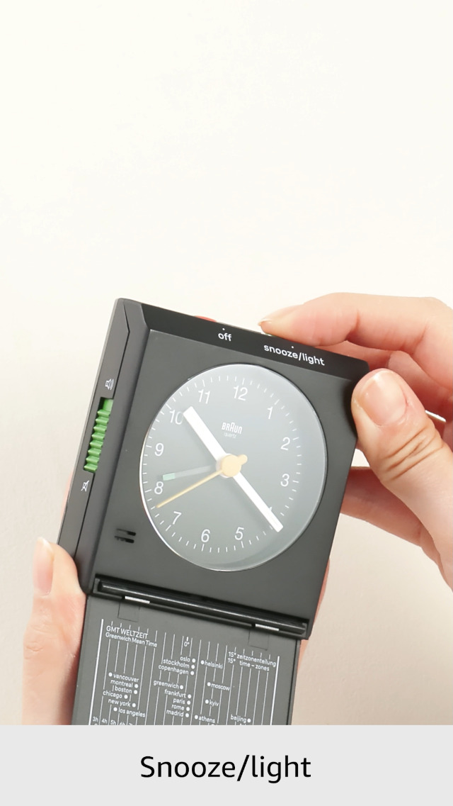 Braun Classic Analogue Travel Alarm Clock with Snooze and Light