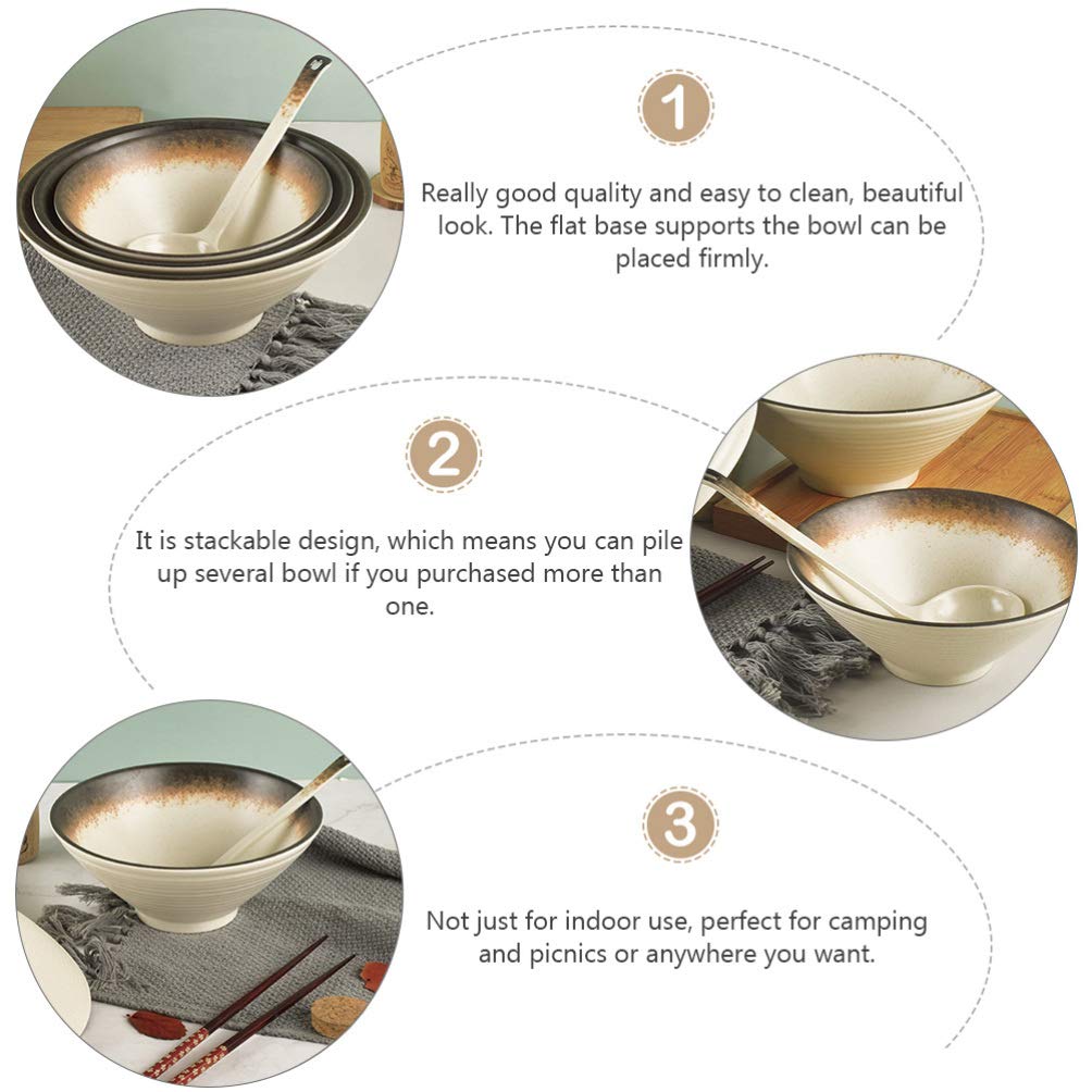 Juego de 2 uds de Cuencos Ramen con cucharas a Juego para Sopa de Fideos Pho Udon Soba Laksa arroz Ensalada Postre arroz Pho Cereal Ensalada Sopa Restaurante