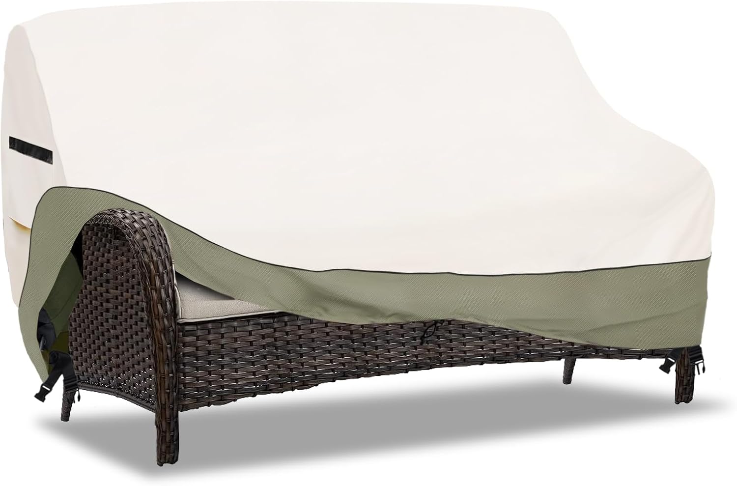 2-Seater Patio Sofa Cover,58 W x 32.5 D x 31 H Inches Outdoor Couch Cover,600D Heavy Duty Waterproof Outdoor Sofa Covers,Patio Furniture Covers,Beige