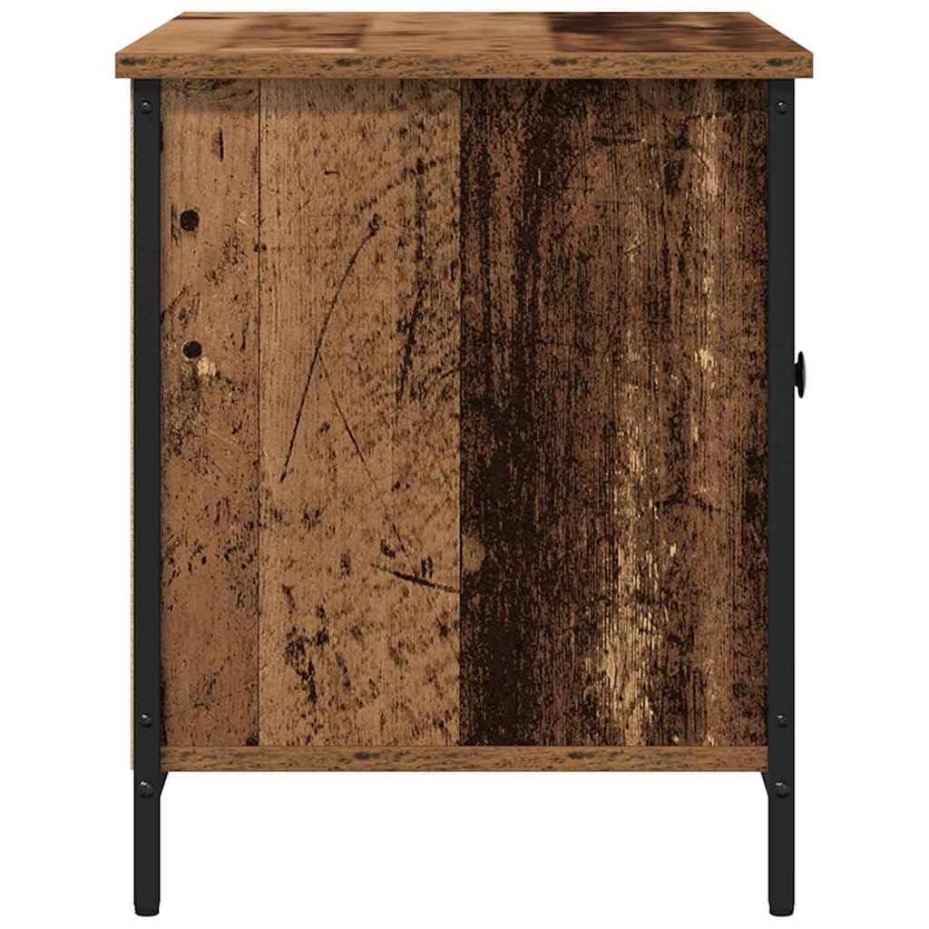 TV-Schrank Altholz Optik, 80x40x50 cm, Holzwerkstoff, mit Tür, Regal, für Wohnzimmer, Media Center, TV-Tisch, Stabiler Stahlrahmen