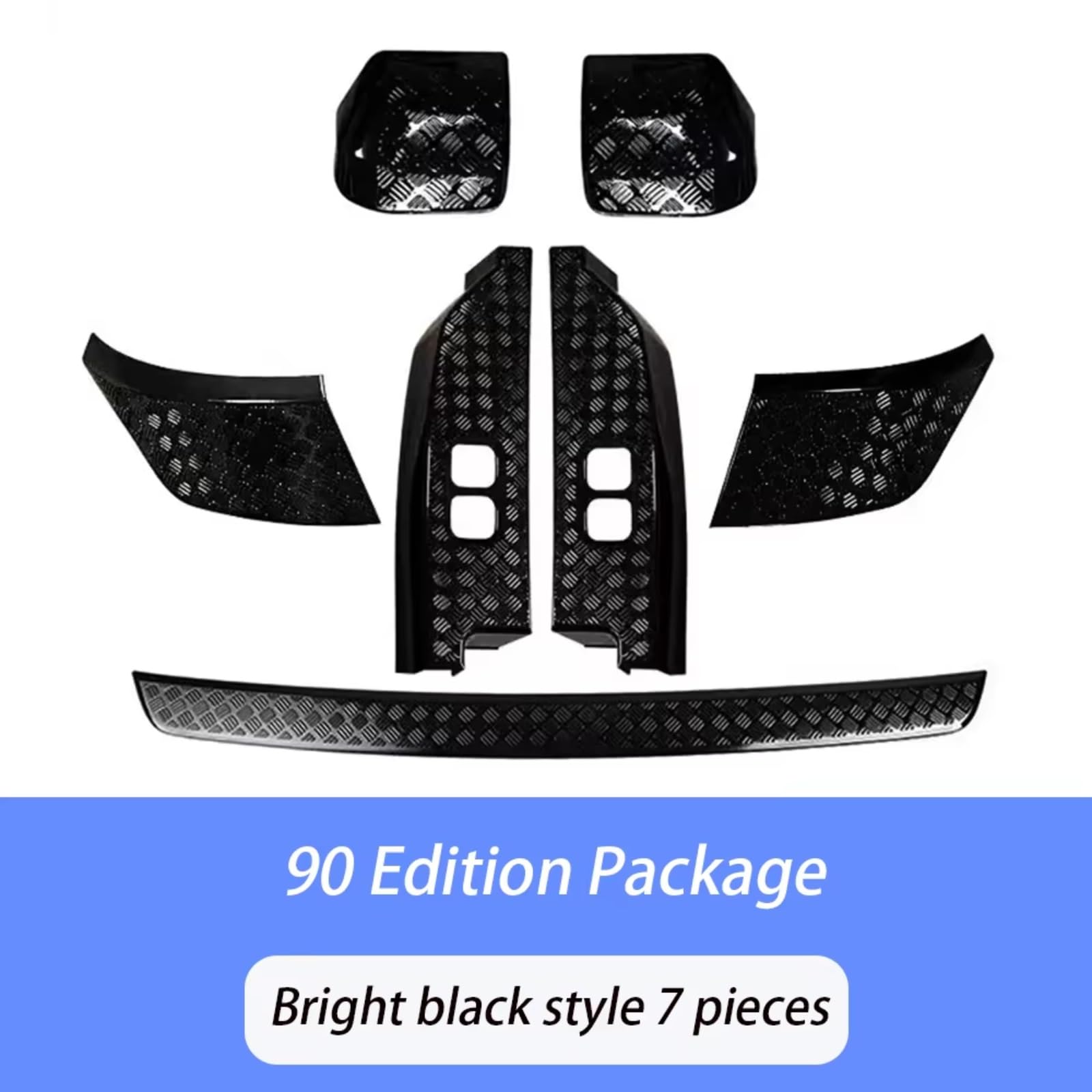 Pilotos Traseros Remolque Para Land Para Rover Para Defender 90 110 130 Espejo Retrovisor Parachoques Delantero Cubierta Trasera Antiarañazos Panel Protector Trasero Faros Traseros Coche(Bright Black