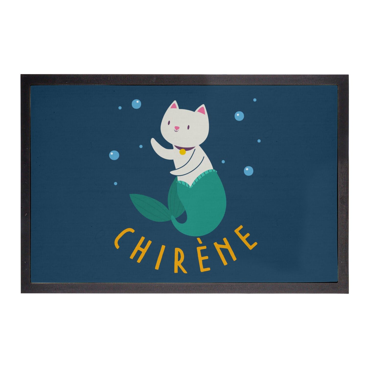 Paillasson Bleu Chat Sirène de Mer 60x40 cm - Tapis d'Entrée Animaux