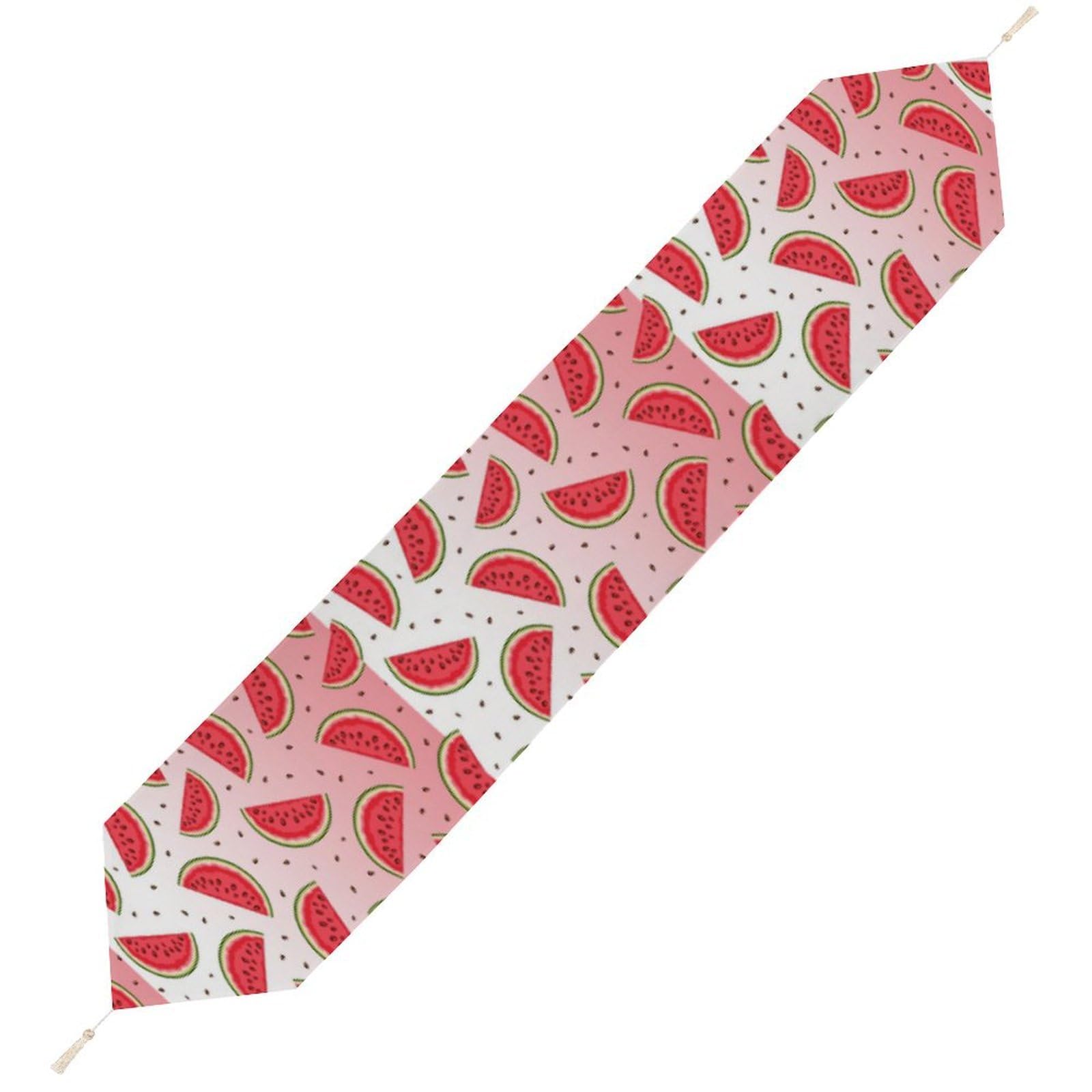 JZemdybill 229*33cm Table Runner with Tassel, Summer Watermelon Table Runner, Table Decoration for Kitchen, Party, Restaurant