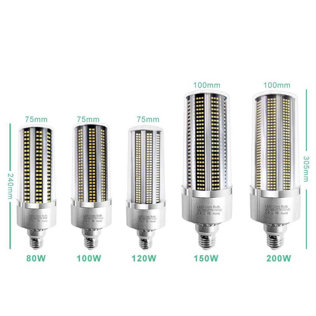 Bombillas LED E27 Luz Blanco Cálido/Fria, 80-200W Equivalentes Incandescente Bombillas 300W Bombilla Maíz E27 Led 4000/5000K 9700-16000LM Lampara Bombilla Led E27 No Regulable,Cold White,150W