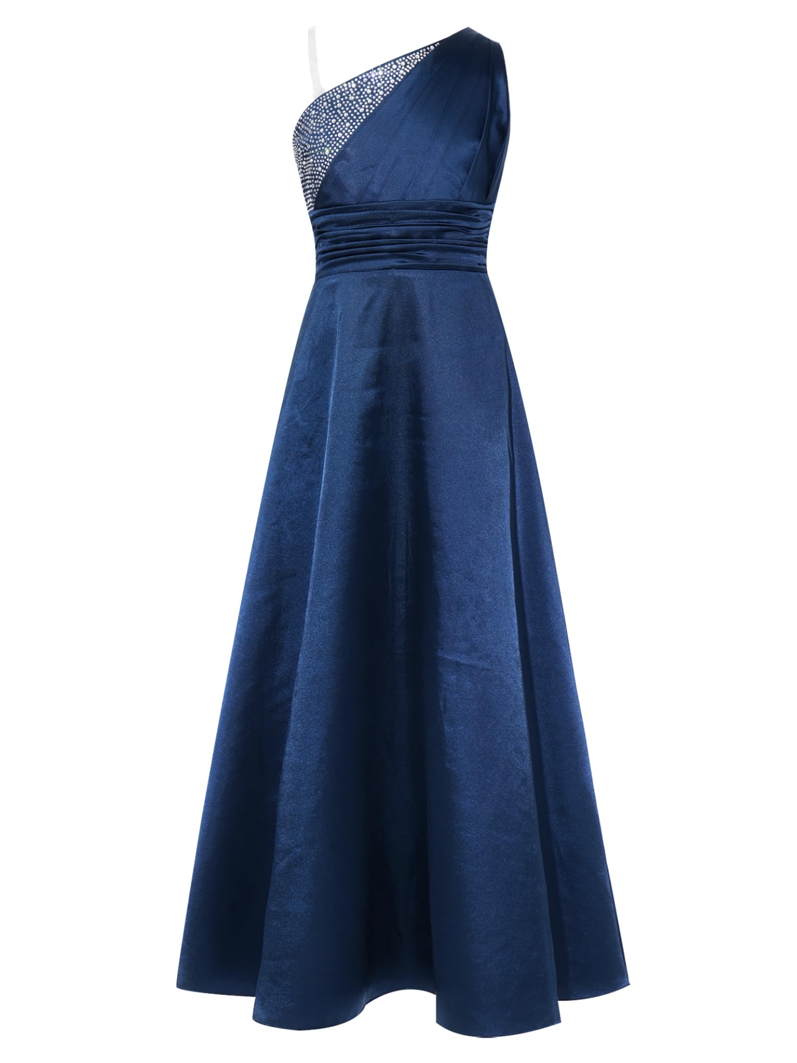 Sxiwei Vestiti Cerimonia Bambine Abiti Sposa Lunghi Abiti Damigelle Onore Fanciulle Fioriere Festa in Seta Spalla Singola con Plissé E Pietre Strass Cocktail Sera