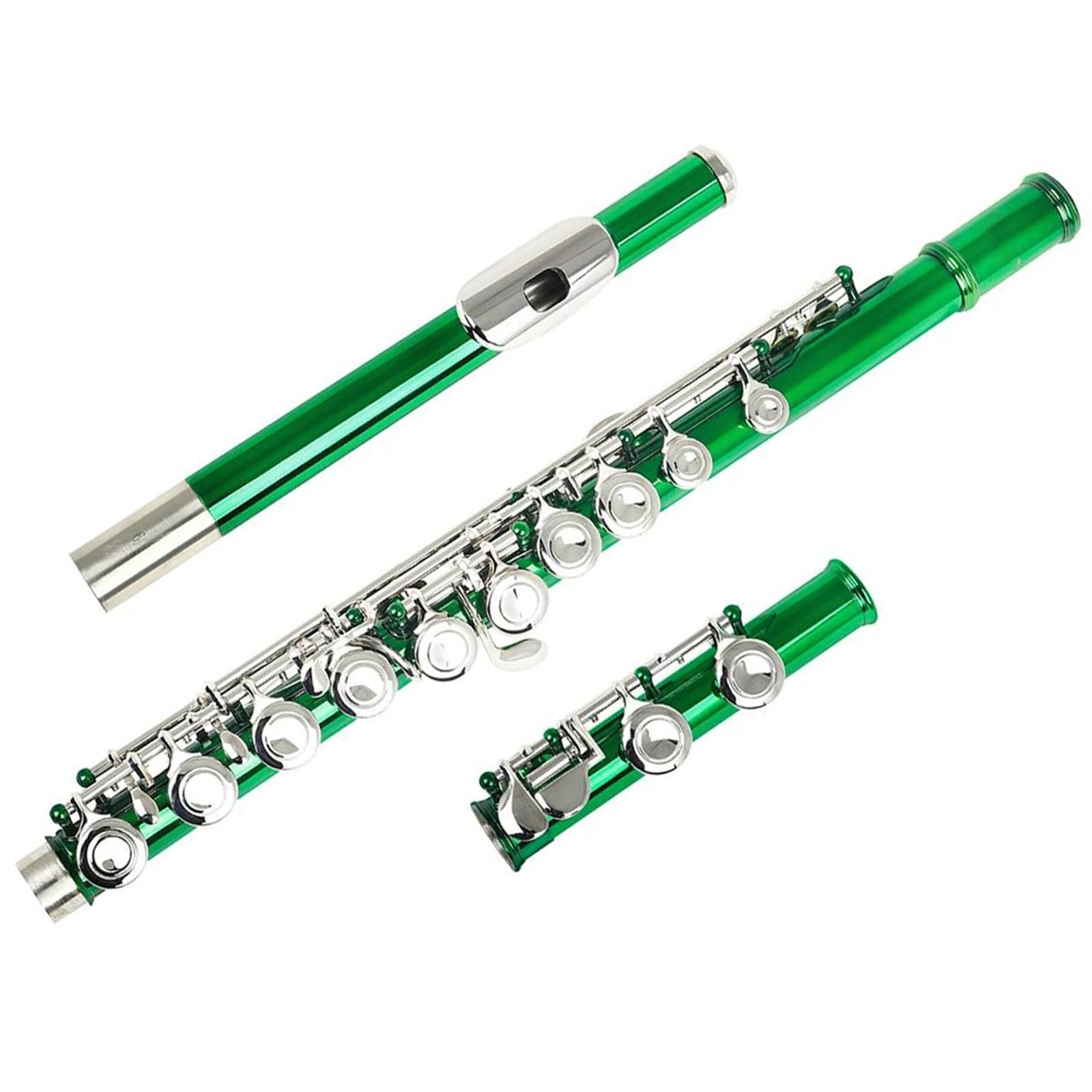 Flauta Verde De 16 Agujeros En Tono C Con Llave E Flauta De Cuproníquel De Concierto Con Bolsa Acolchada Y Accesorios Flauta Travesera Kit