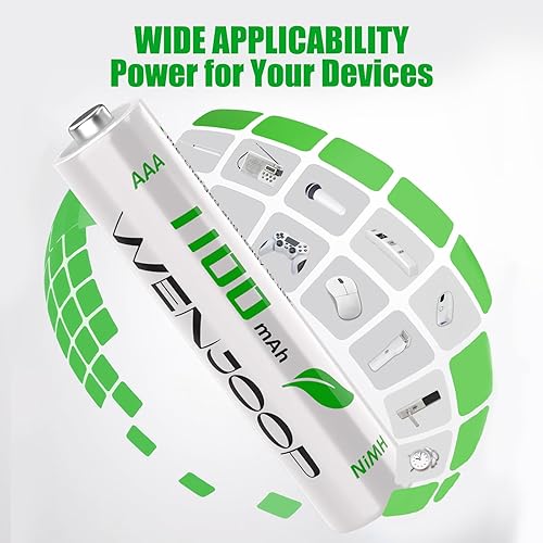 Miniatura 8 de Paquete de 8 baterías AAA recargables  1100 mAh 1.2 V NiMH de alta capacidad, baja autodescarga triple A baterías para juguetes, mandos a distancia,