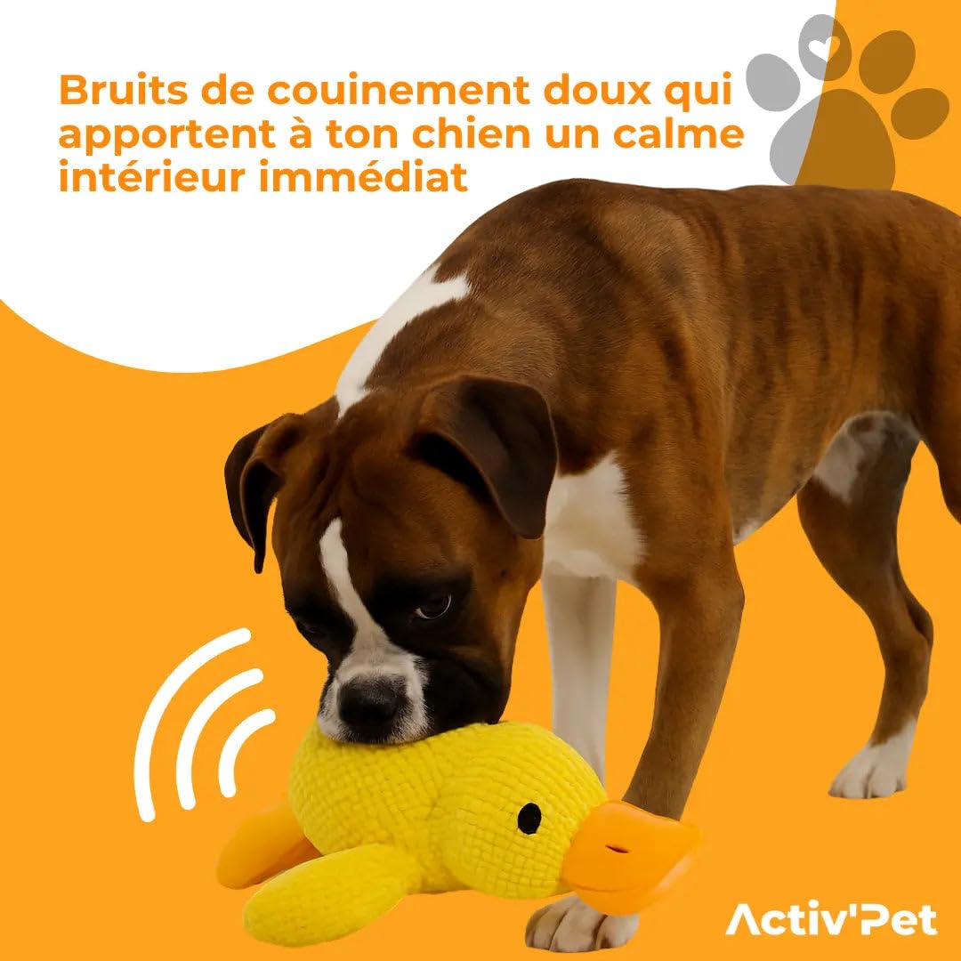 MEIION Activ'Pet Canard Anti-Stress Jouet Anti-Stress en Canard pour Chiens - Jouet interactif Qui émet des Sons - Adapté aux Petits Chiens et Chiots