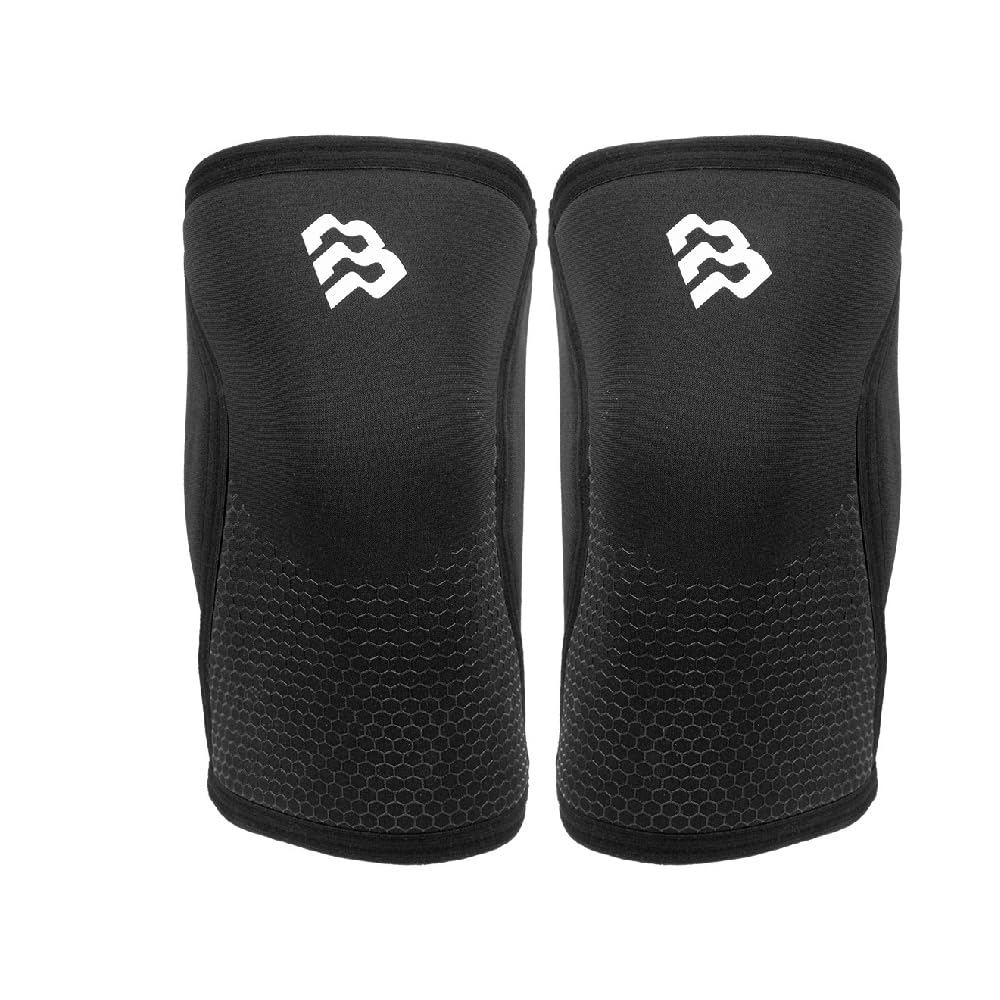 BLOR Ginocchiere 2.0 Black 5 | 7mm Ideali Per Powerlifting In Neopreme | Unisex A Compressione | Sollevamento Pesi | Ottime Per Bodybuilding E Crosstraining (5MM, M)