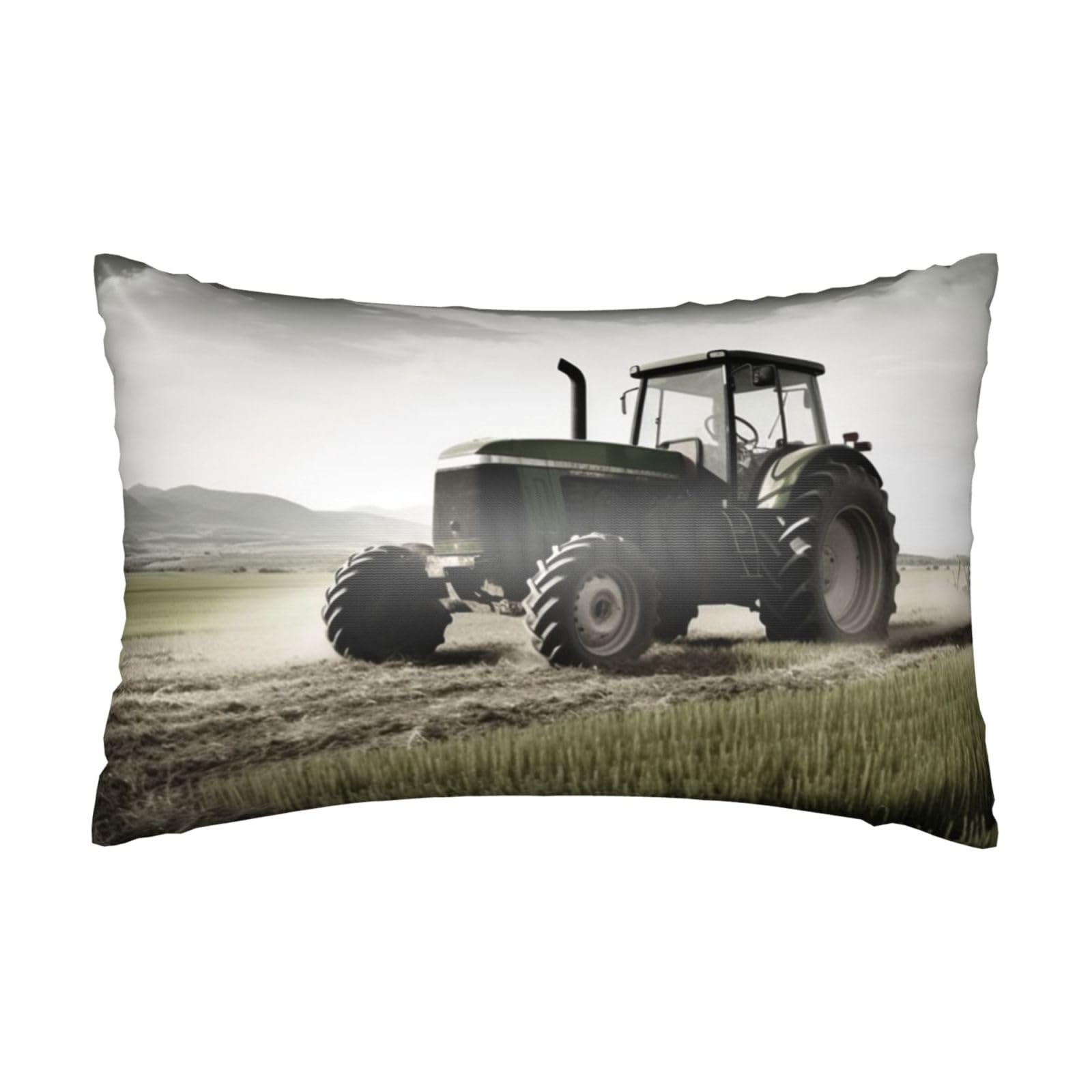 Satin Pillowcase for Hair and Skin, Tractor Agriculture Tranquil Pillow Case Queen Size 20x30 Inches, Cooling Silky Pillowcases with Zipper Ultra Smooth and Soft Pillow Cover for Sleeping