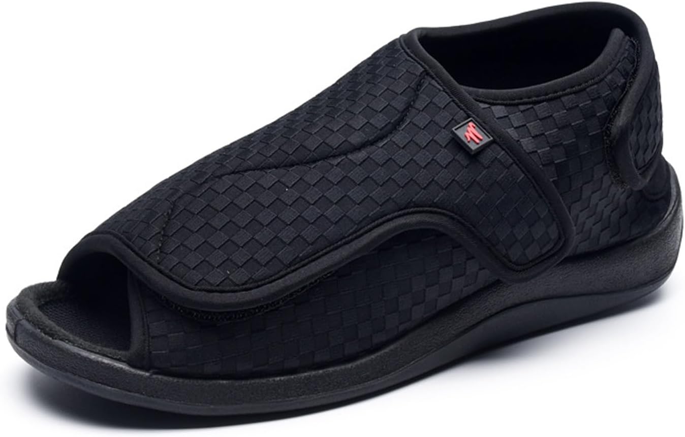 AKZOEYHEALTHEMen's Open Toe Diabetic Sandals, Swollen Feet Diabetic Edema Slippers Adjustable Orthopedic Wide Width Walking Shoes for Arthritis Edema Swollen Feet, Easy On Off for Diabetic & Edema Elderly