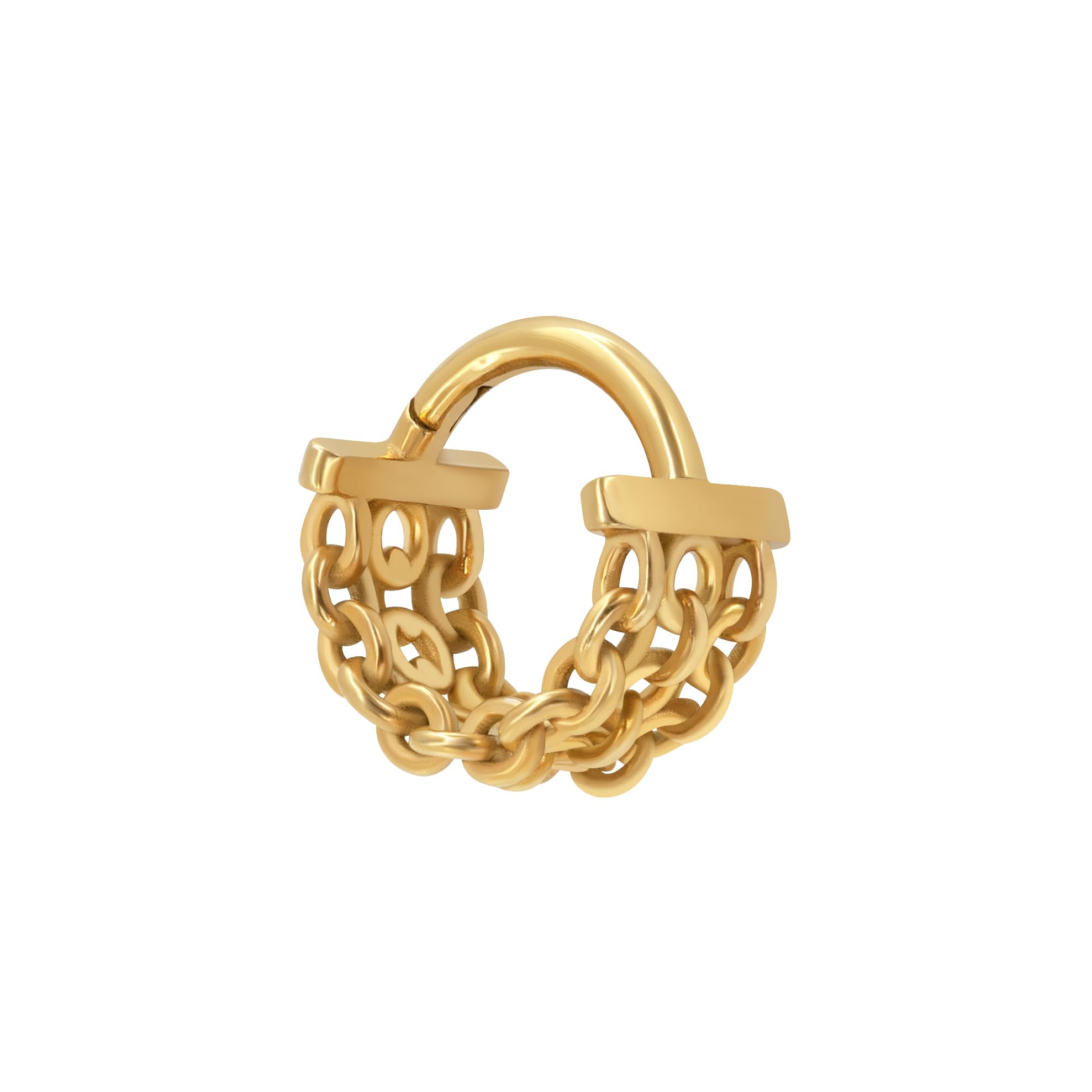 ALACLO Stacked Chain Nose Ring Hoop, Hinged Clicker Septum Rings Lip Piercing Jewelry, 16G 316L Surgical Steel Tragus, Helix, Rook, Daith Cartilage