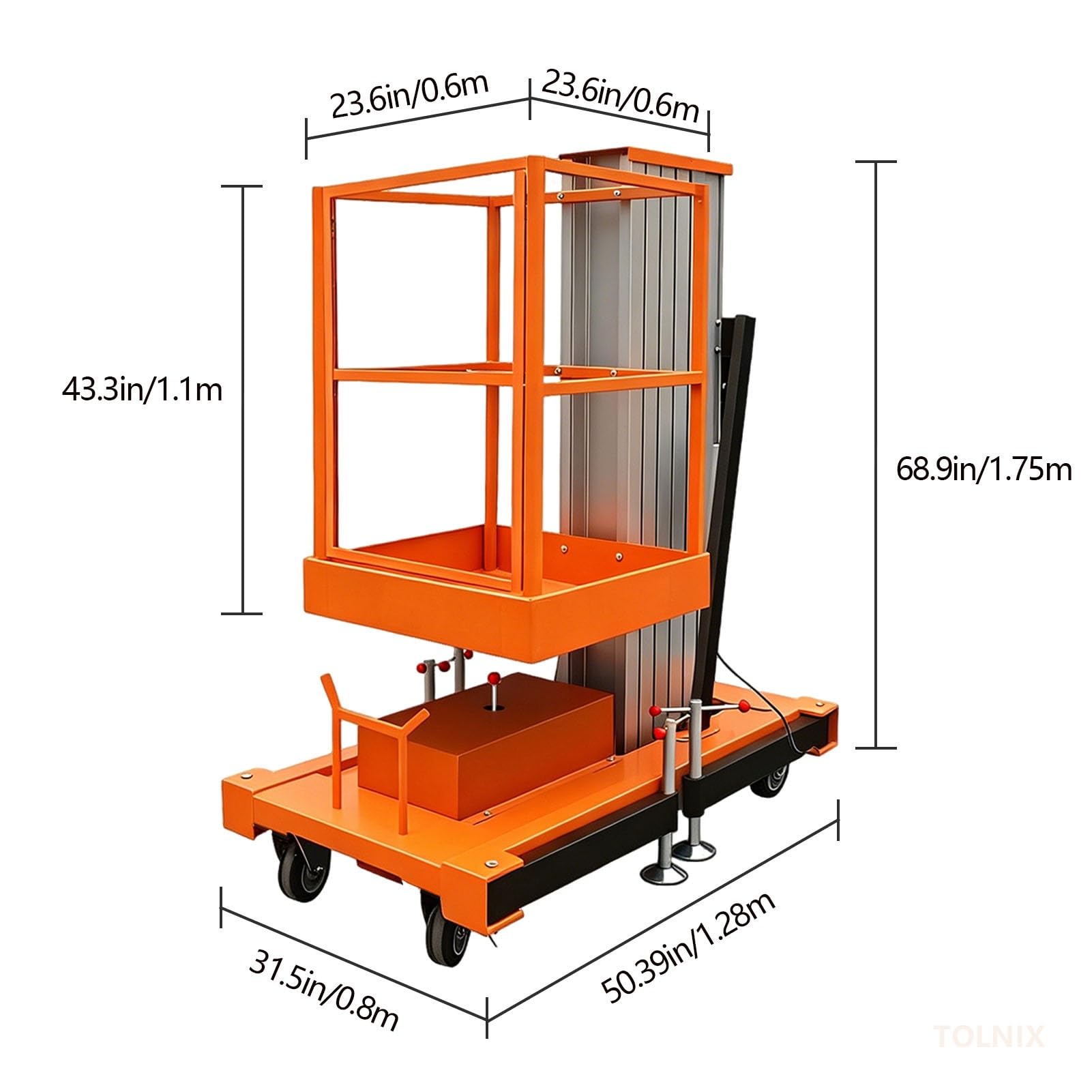Piattaforma elettrica dell'impalcatura, 2000LB di capacità dell'ascensore idraulico con guardrail, piattaforma mobile di lavoro aereo di 10-43ft per il magazzino, la logistica & la manutenzione