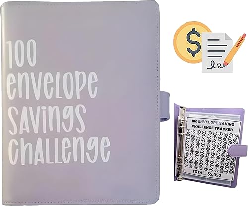 Carpeta de desafío de 100 sobres, hojas de desafíos de ahorro, forma fácil y divertida de ahorrar $5,050, carpeta de presupuesto con sobres de