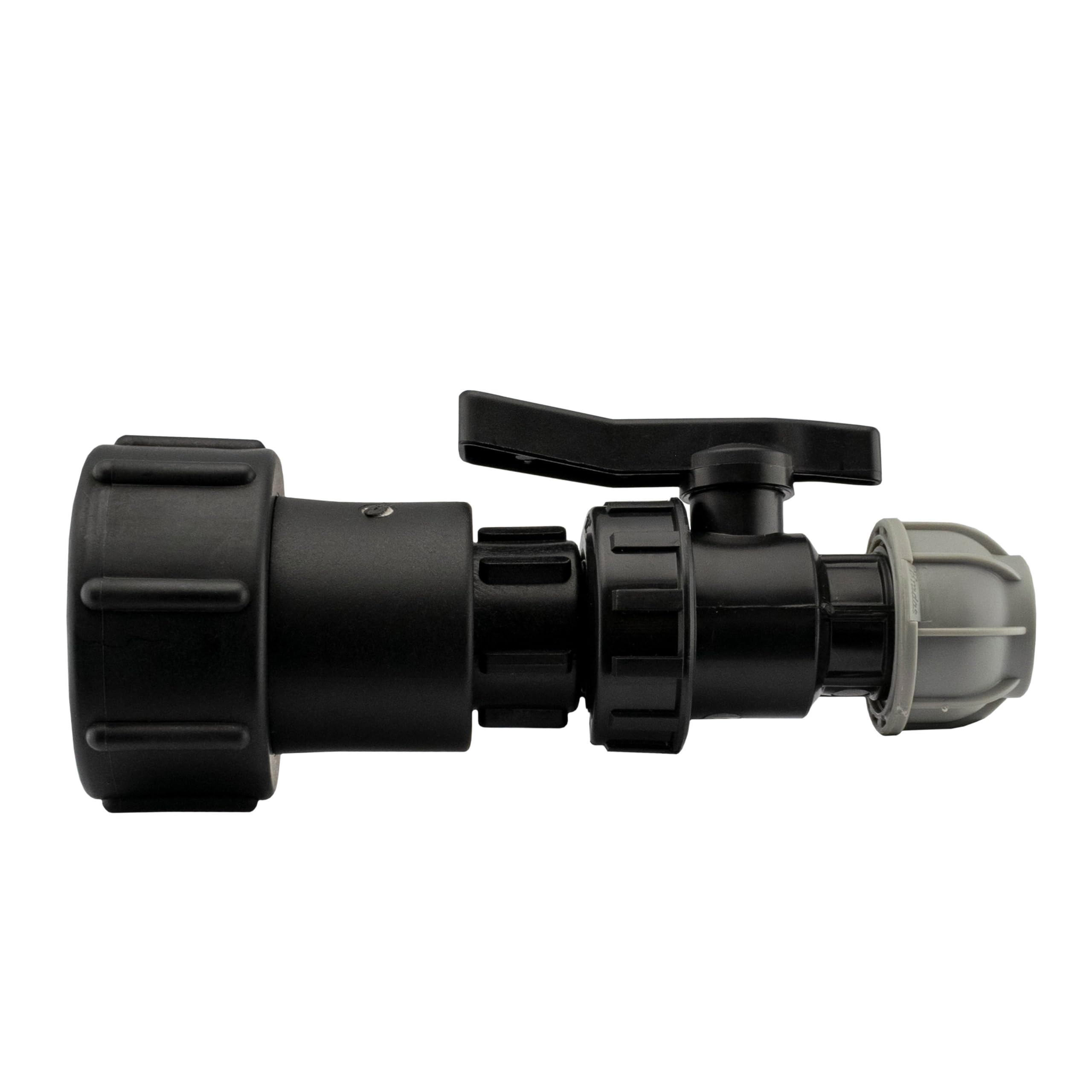 Clothing Estates Women's Black / Grey Ibc 2" S60x6 To 1" Bsp Extension Adapter With 32Mm Mdpe Valve Kit