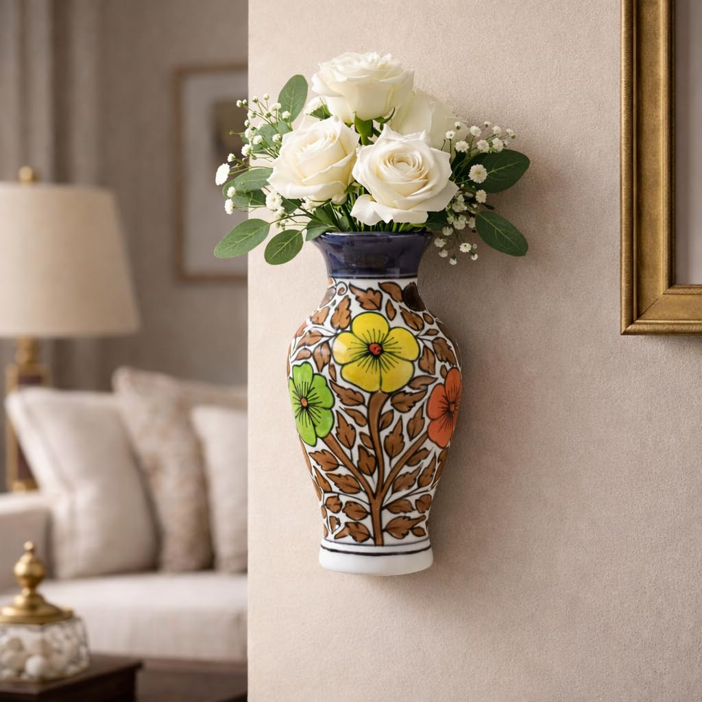 Ceramic Flower Wall Hanging - Brown -5