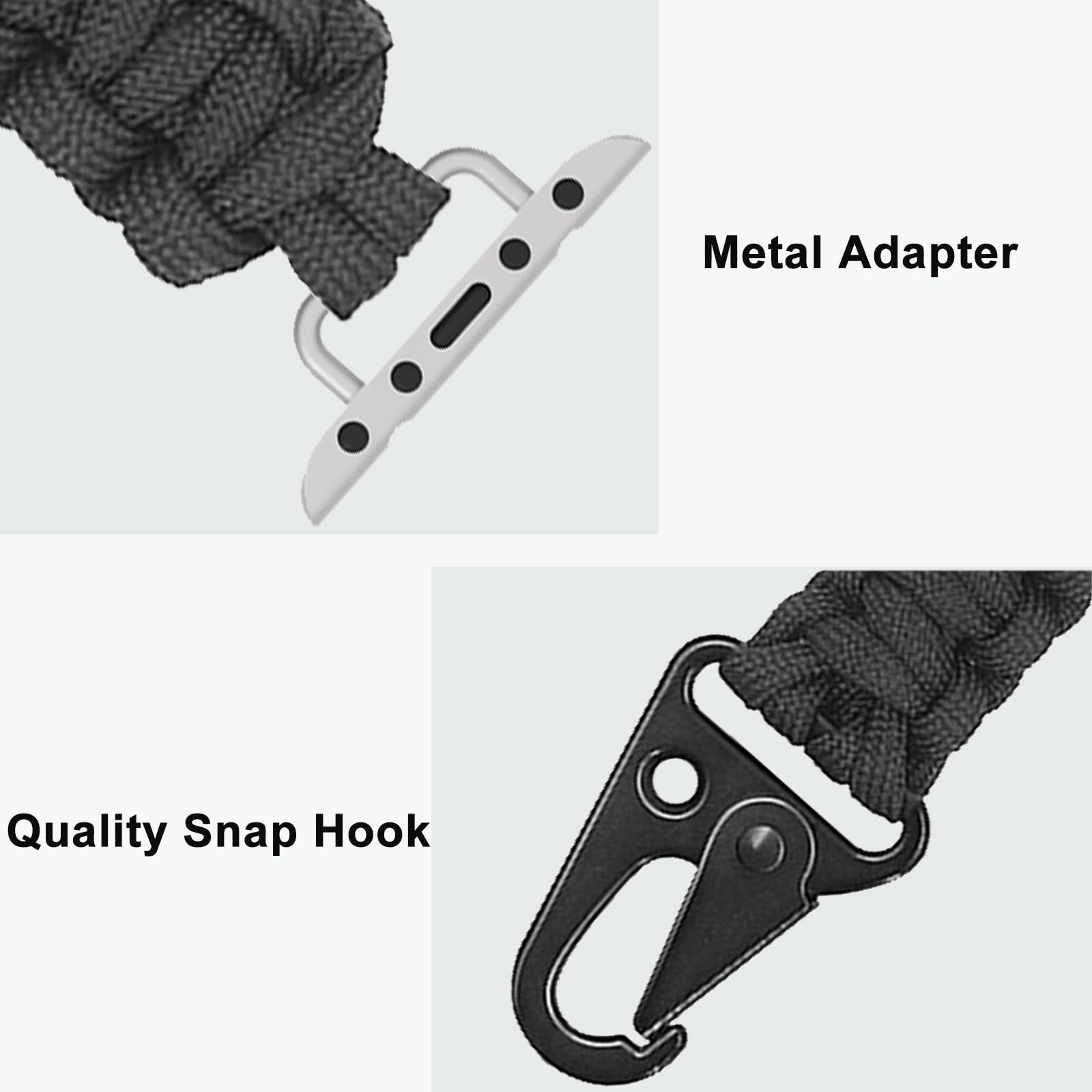 Outdoor Activities Strap Compatible with iWatch Bands Series Ultra 2 Ultra SE 9 8 6 5 4 3 2 1 Fob Tactic Clip Fob for Apple Watch Band 38mm 40mm 41mm 42mm 44mm 45mm 49mm (42/44/45/49, black)