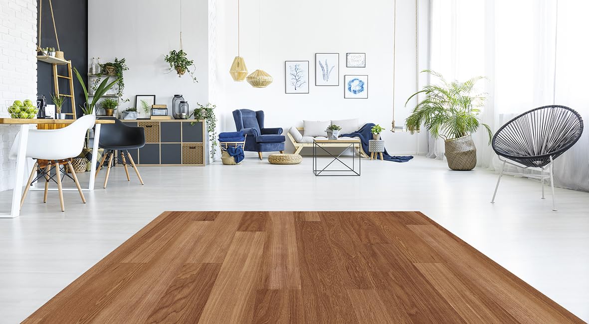 DobleUve Estudio Alfombra Vinílica Madera Parquet Oscuro | Marrón | 100x150 | Alfombra Cocina Lavable Antideslizante | Alfombra Vinilo Salón | Suelo de Vinilo
