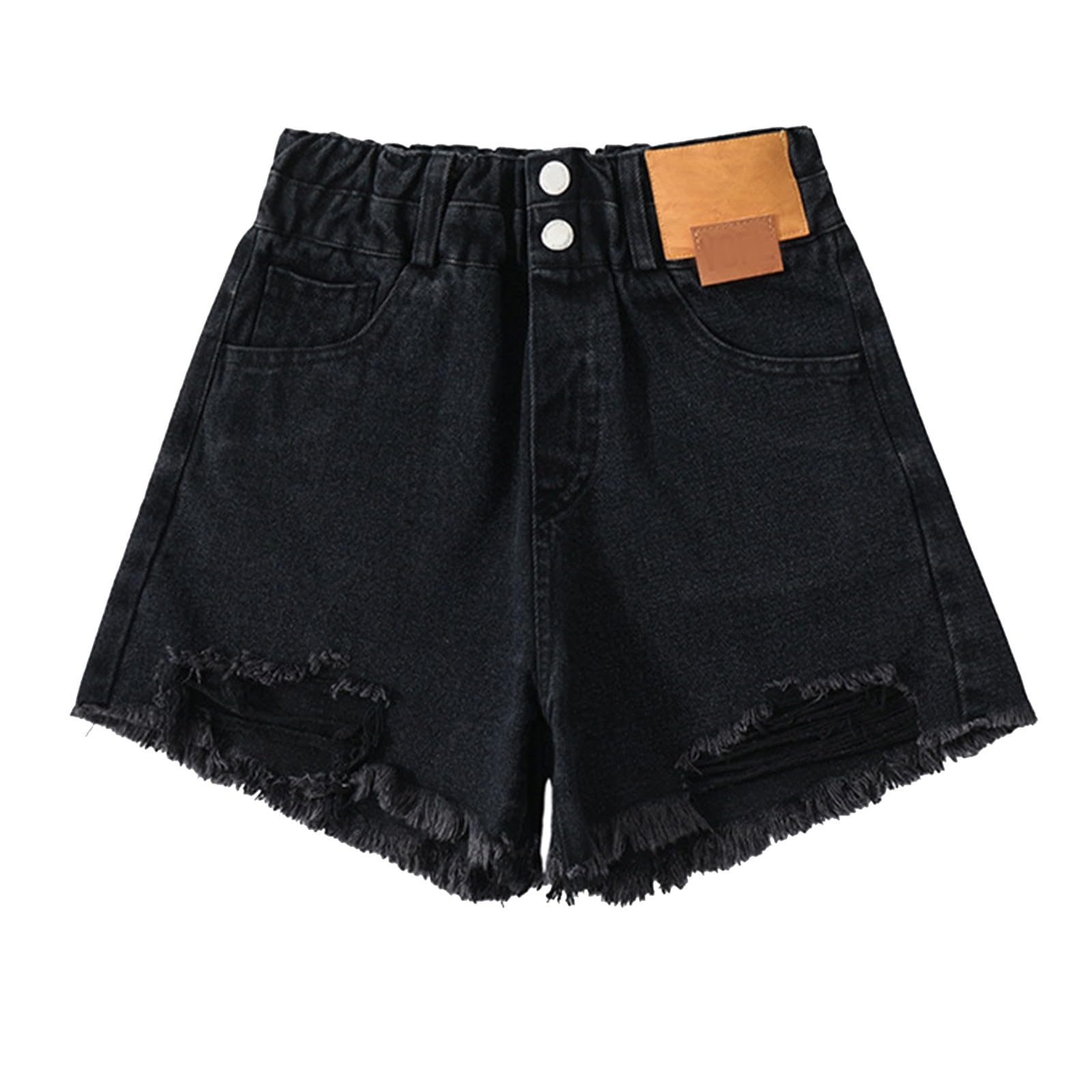 Stilvolle Streetwear Jeans Shorts Mädchen Ripped Denim Kurze Hose Sommer Bequem Outdoor Sportshorts Klassischer Jeansshorts Elastischer Bund Laufshorts Lockerer Passform Strandshorts