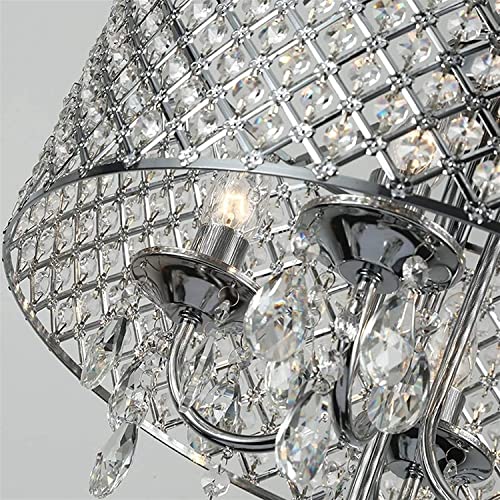 Lustre de plafond moderne argenté avec 4 suspensions en cristal pour salon - 5