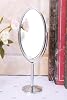 Orret Home Mini Table Top Makeup Mirror, 360 Degree Rotatable, Double Sided, Chrome Plated, Compact and Stylish Design (Oval)