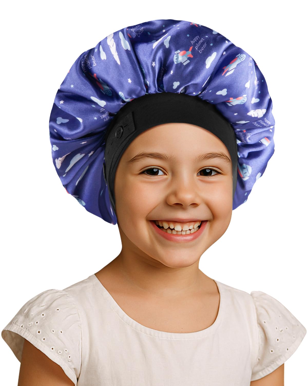 Satin Bonnet for Kids Baby, Soft Silk Bonnet for Girls Boys, Adjustable Elastic Band Sleep Cap for Toddler Child Curly Hair