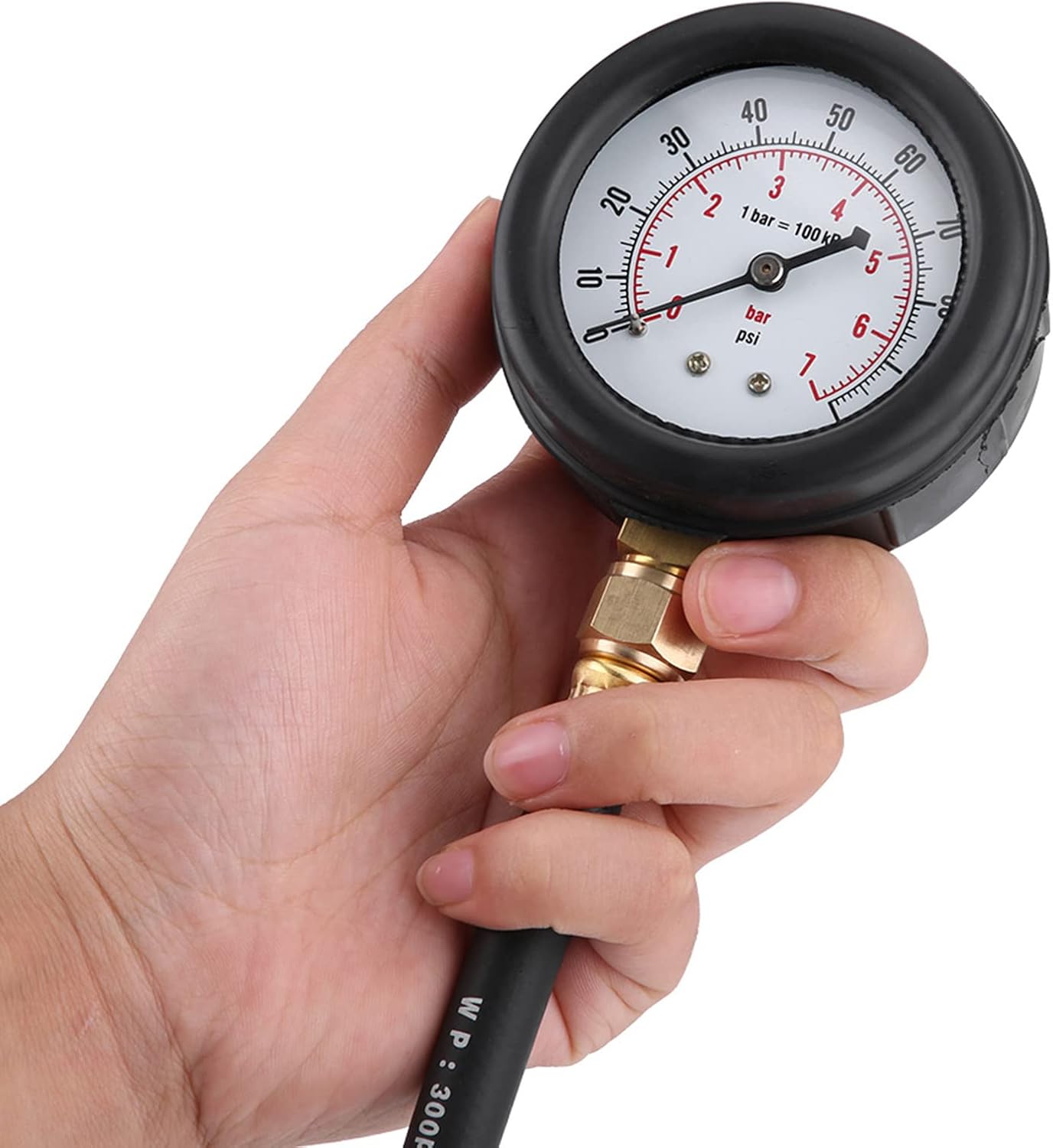 HEEPDD Professional Pressure Meter, Auto Fuel Pressure Tester, Gauge 0-100psi 0-7Bar for Vehicle Diagnostics and Mechanics Professional Meter, Copper Alloy Nan Automobile and