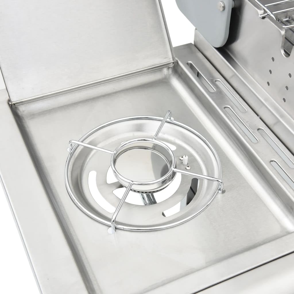 vidaXL Barbecue gril à gaz avec 4 brûleurs argenté acier inoxydable, grill extérieur, cuisine extérieure, barbecue, barbecue avec rangement