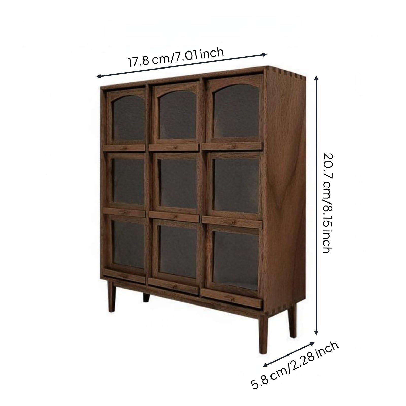Miniatura Armadietto Scaffale Vetrinetta Credenza Legno con 9 Scomparti per Accessori Stile Rustico Giapponese Adatto per Casa Delle Bambole 1 12, 178x58x207 Mm, style to 1