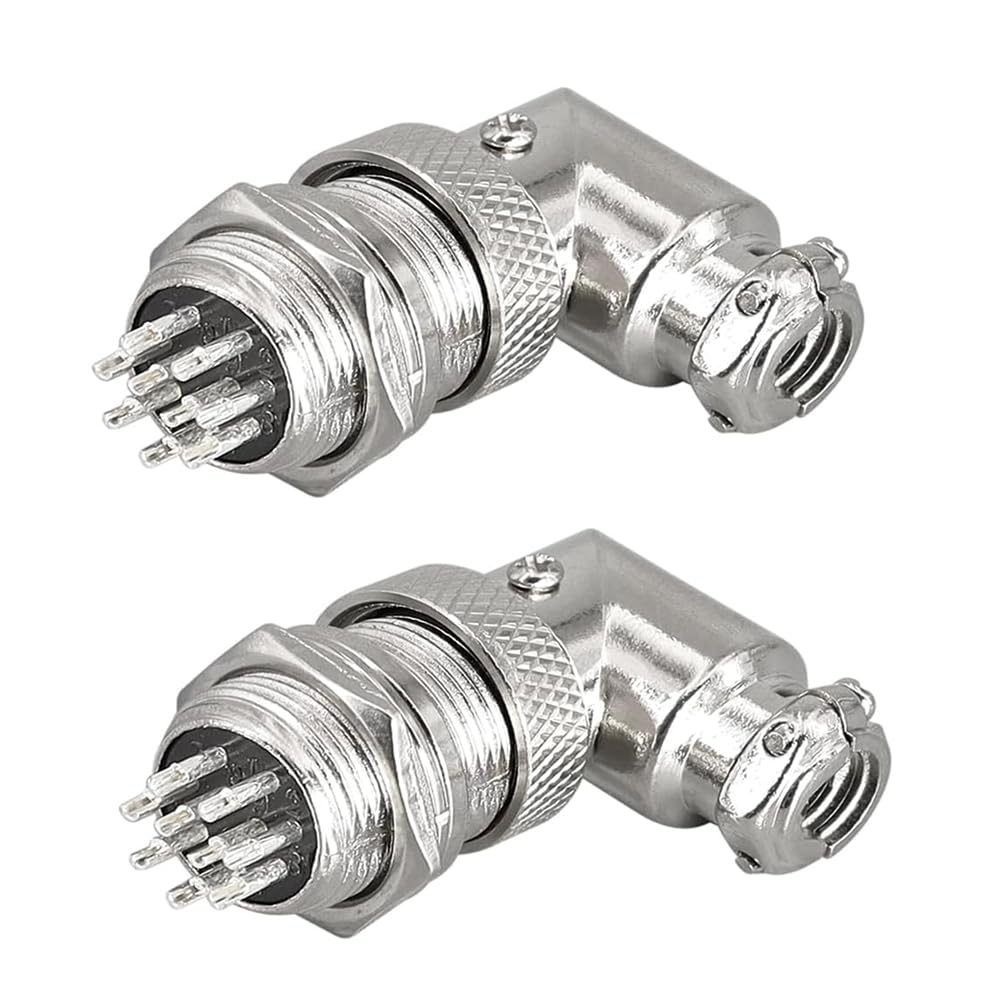 2 Pack of Aviation Connector GX16 90 Degree 2 3 4 5 6 7 8 9 10 12 Pin Plug Socket Right Angle M16 (9 Pin)