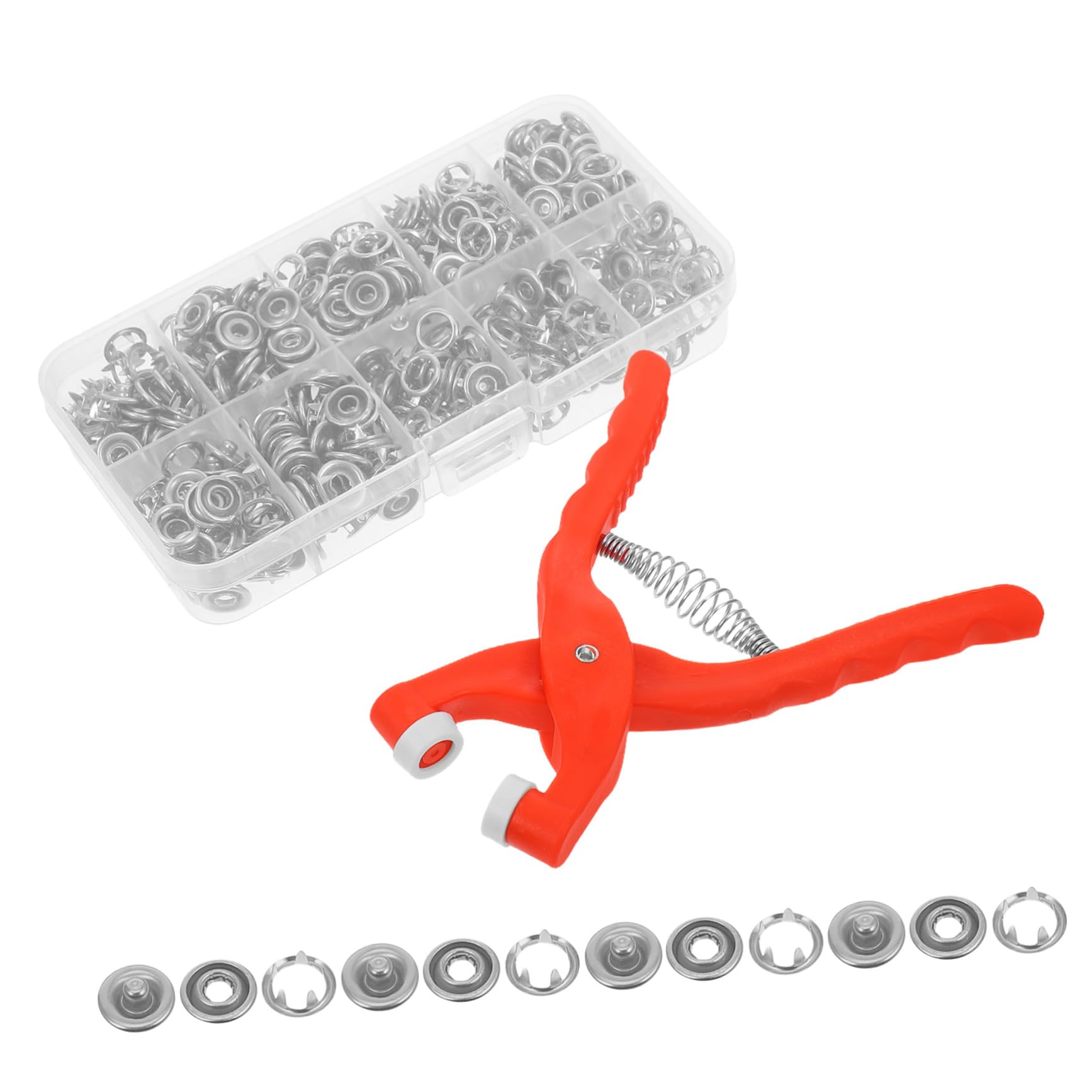 HOUDERCO 1Set DIY Snap Button Tool Kit with Five Prong Snaps Non Slip Handle for Easy Use for Sewing Crafts Jackets Bags and Accessories Includes Storage Case for Organization