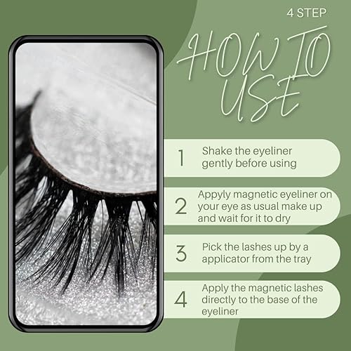 Miniatura 4 de SEBURAM Pestañas magnéticas 3D con delineador de ojos, pestañas postizas magnéticas, pestañas postizas de aspecto natural magnético, pestañas