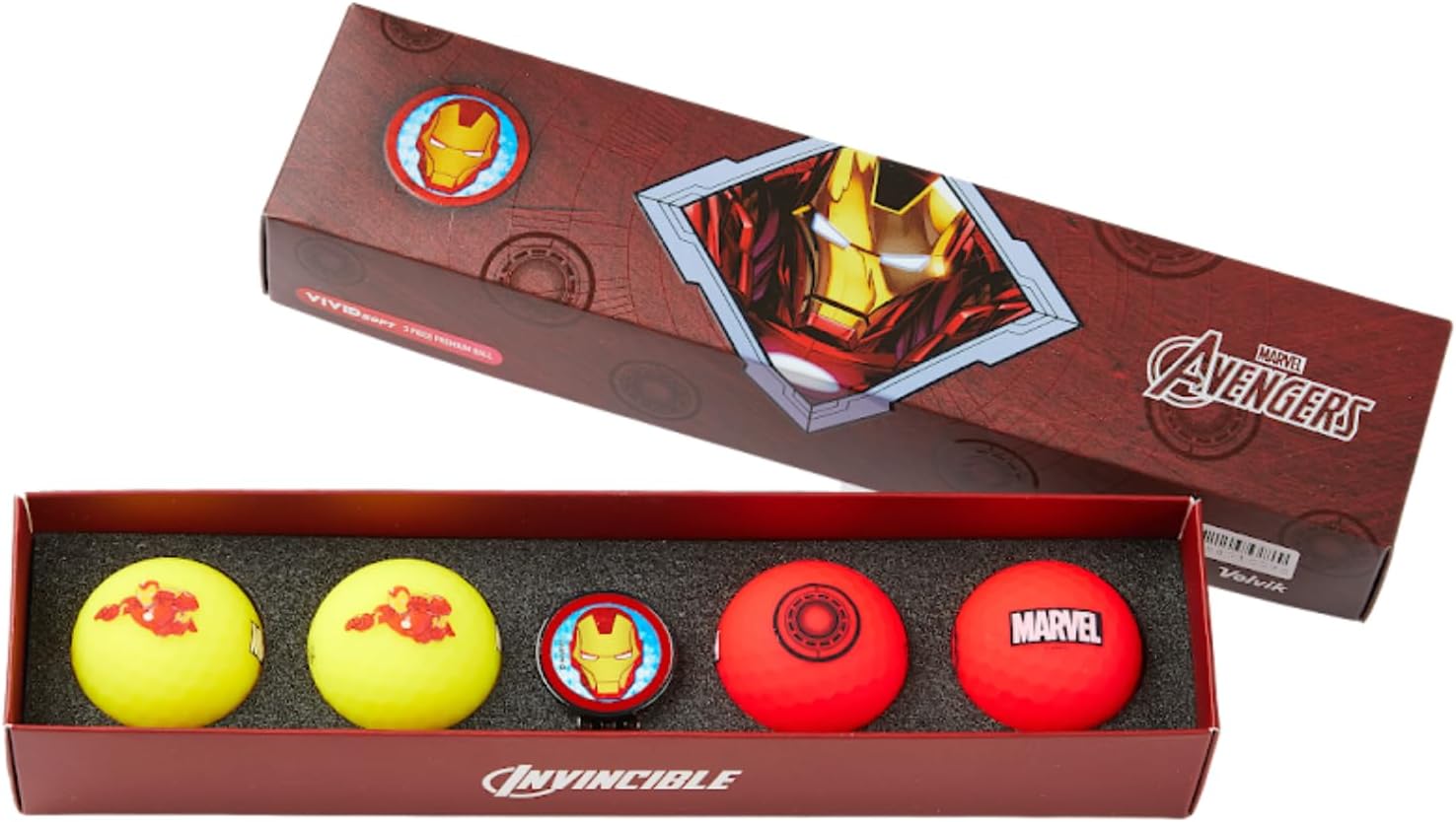Volvik Vivid Soft Marvel Golf Ball Gift Set with Ball Marker (4 Pack)