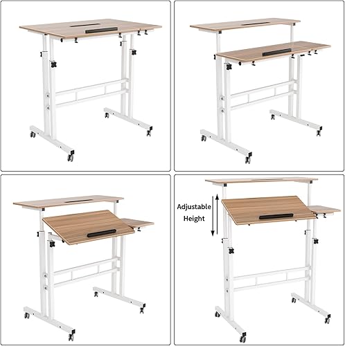 Miniatura 5 de SogesHome Oka - Mesa de escritorio ajustable para computadora portátil de 31.5 pulgadas, bandeja de carrito de escritorio con soporte para