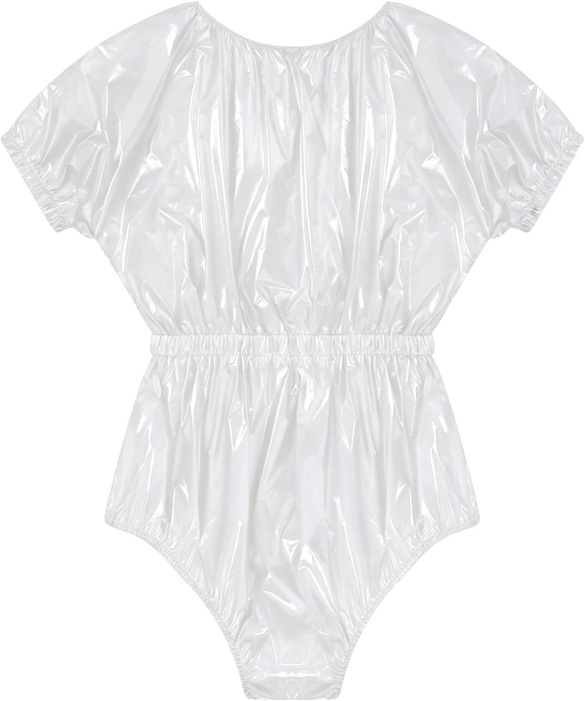 Vxuxlje Plastic Bodysuit for Women Men Buttoned Crotch Jumpsuit Shirt Leotard Diaper Coveralls Sanua Suit