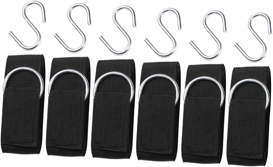 6pcs Adjustable Nylon Hammock Straps with Heavy Duty S-Hooks for Outdoor Tree Swing Hanging Reinforcement Rope Kit