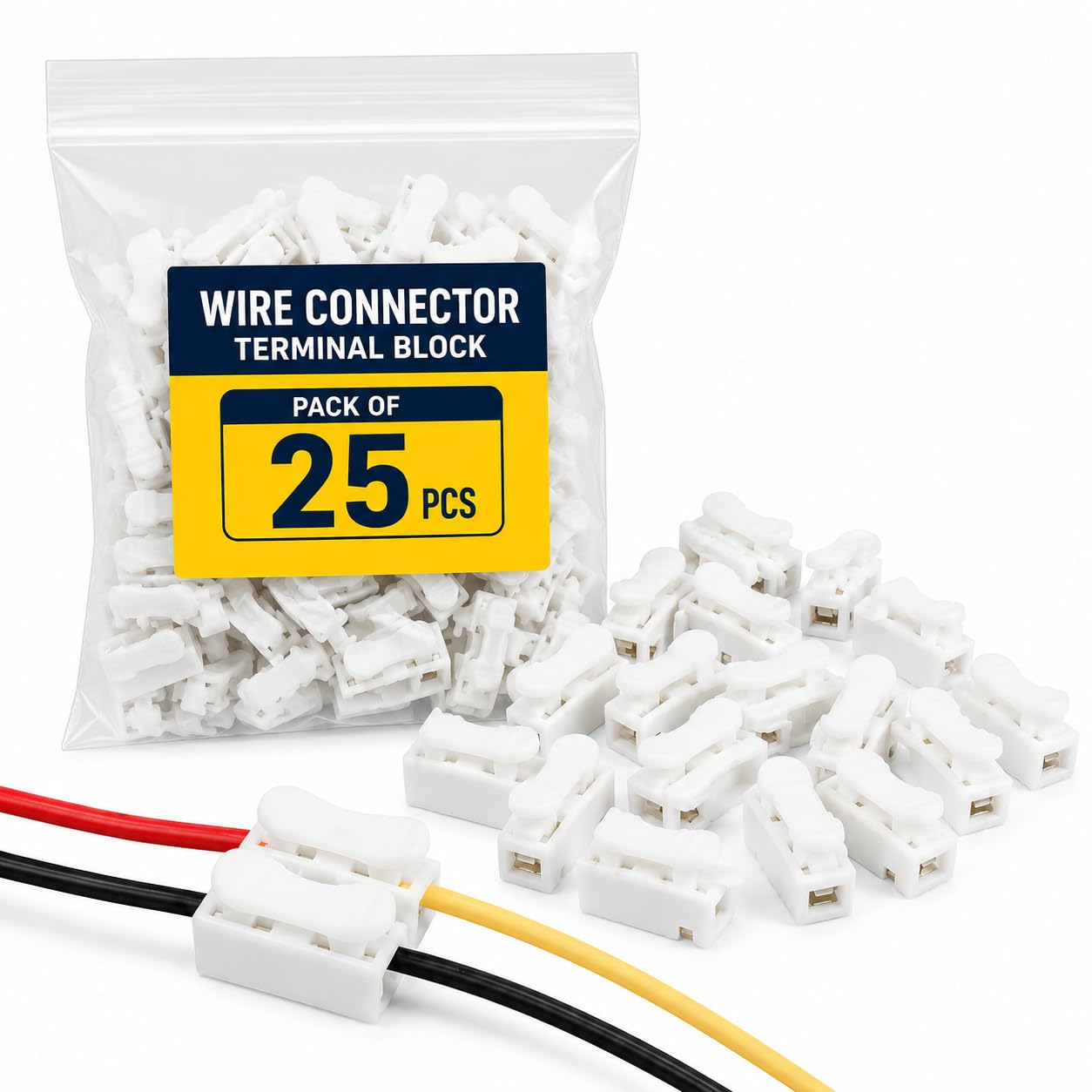 Wire Connector Terminal Block, Quick Splice Wire Connector, 2 Pin Electrical Cable Joiner, Tool-Free Lever Lock Connector for Home Wiring, LED Lights & DIY Projects (Pack of 25)-image-43
