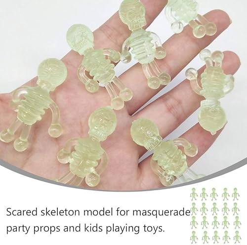 Miniatura 5 de TOYANDONA 20 piezas de juguetes elásticos de Halloween, Halloween que brillan en la oscuridad, juguete de esqueleto luminoso para niños