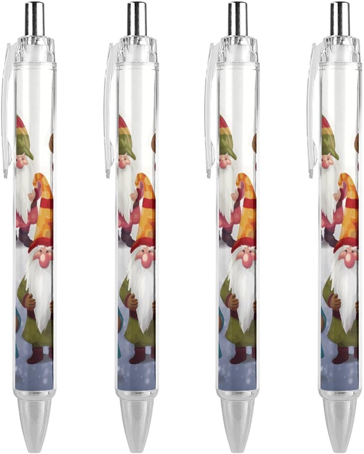 Retractable Black Ball Point Pens for Writing, Xmas Funny Gnomes