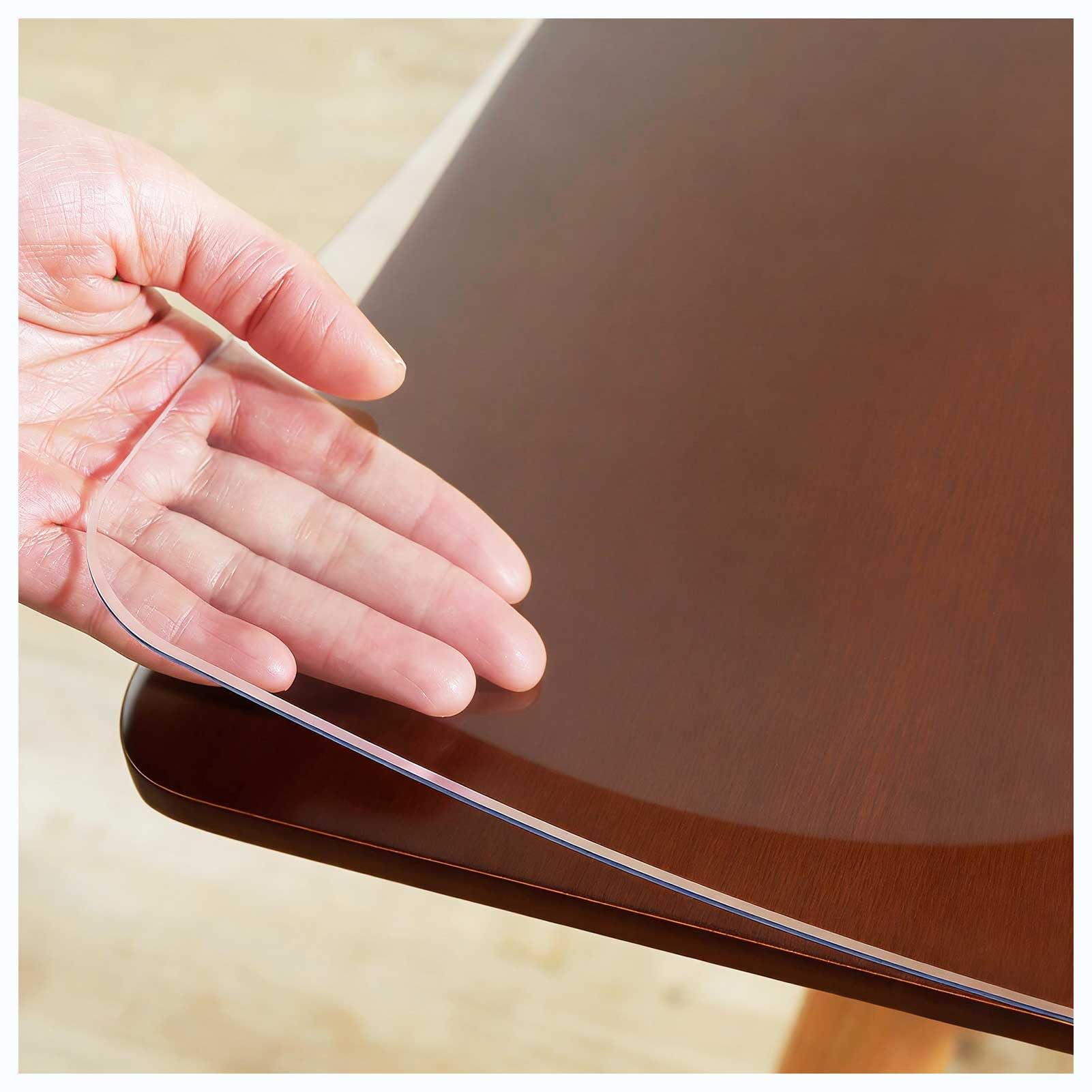 Nappe Transparente sur Mesure, 97x152cm Toile Cirée PVC Transparente, 3 mm Protège-Table, Nappe Anti-Taches pour Table, Nappe Transparente Épaisse, Facile à Nettoyer, Bord Droit