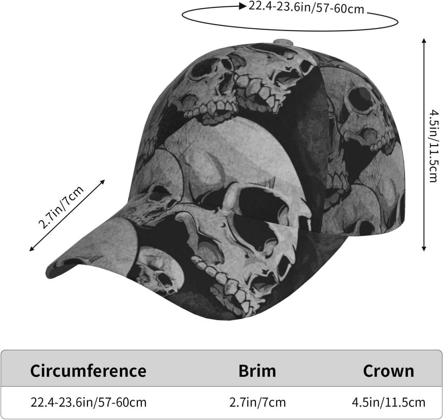 Skull Baseball Cap Adjustable Snapback Cap Men Sun Hat Cool Baseball Hats Halloween Cap for Outdoor - Image 8