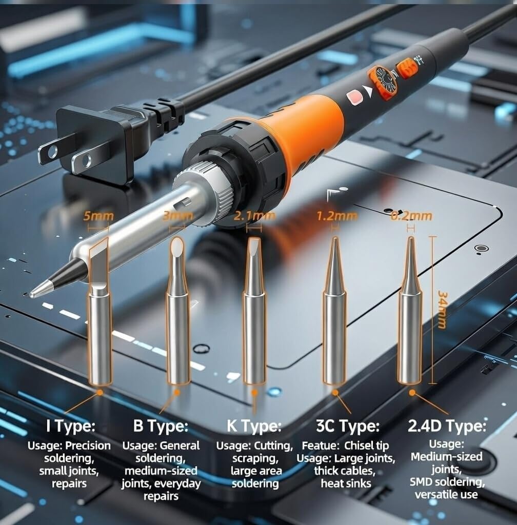 Soldering Iron Kit, Pro-Grade full solution in 1 combo 60W fast heating Adjustable Temp 12-in-1 DIY Electronics repair Tool kit, 24-in-1 Screwdriver set, magnetic mat, technician tested 110V