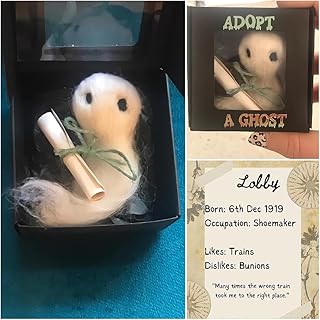 Adopt A Ghostes White Wool Feltes Ghostes and Tiny Scroll Set Halloween Wool Feltes Spookyes Doll Funny Gift for Friends and Family Who Love Ghostes Stories