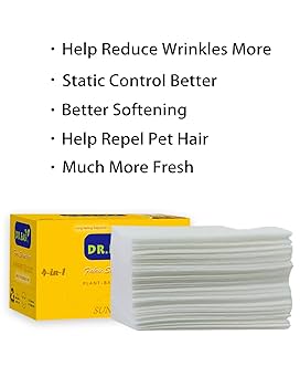 DR.EASY Dryer Sheets Plant Based Formula 252 Ct Fabric Softener Sheets For Laundry Free Clear Essential Oil Scented No Artificial Fragrances No Dyes Reduce Static Wrinkles Help Repel Pet Hair