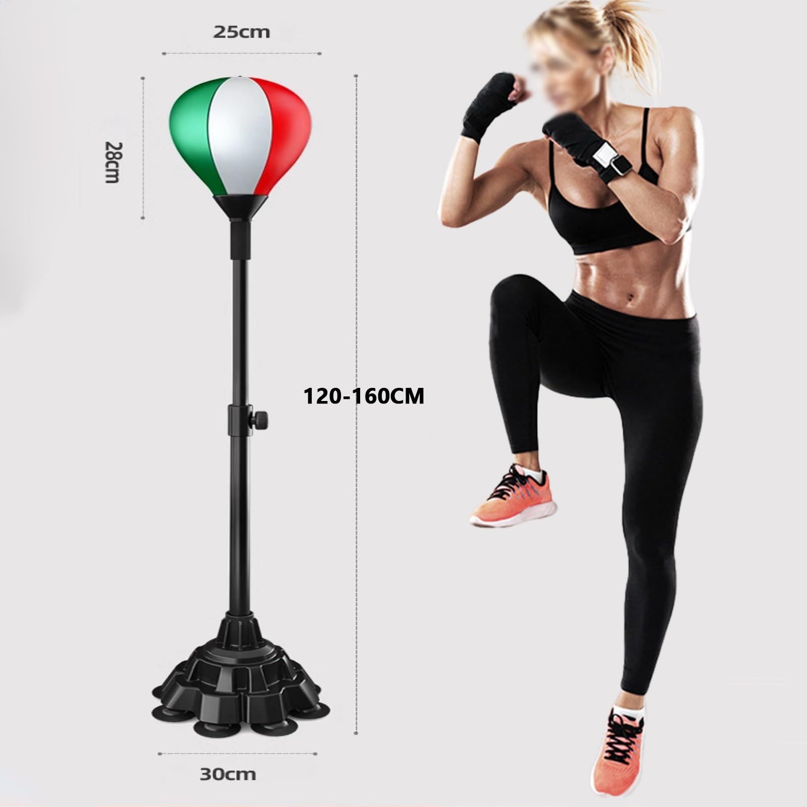 Punching Ball con Guantini per Adulti e Bambini, Sacco da Boxe con Altezza Regolabile 120-160cm, Upgraded Palla di Pugilato da Terra con Base Stabile Perfetto per il fitness e l'allenamento(Blu